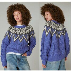 LUCKY BRAND Fair isle pattern sweater sz M cable knit